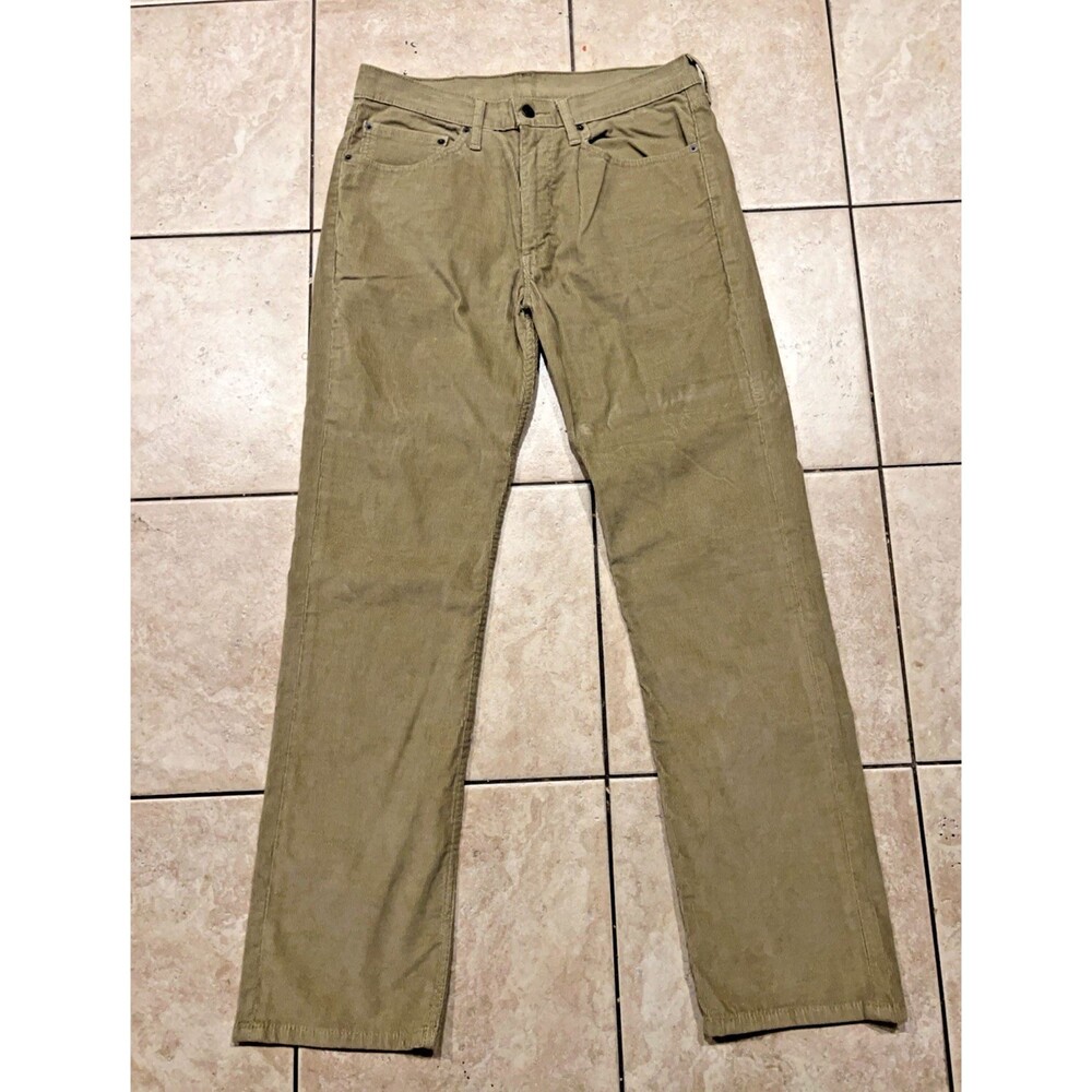 Levis Corduroy Pants Mens 34x32 514 Beige White Tab Straight Leg Stretch